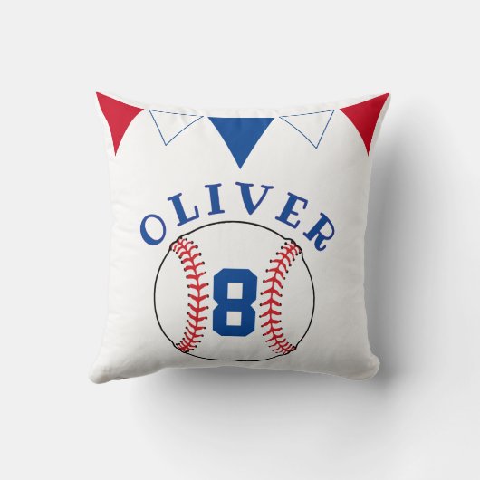 野球ボールのバンティングフラグ子供の誕生日 クッション (裏面)