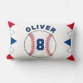 野球ボールのバンティングフラグ子供の誕生日 ランバークッション (正面)