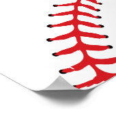 野球ボールのバンティングフラッグレッドフォト誕生日 ポスター (角)