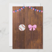 野球ボールまたはリボン　性別発表の招待状 招待状 (裏面)