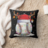 野球ボールサンタハットトナカイのクリスマスライト クッション (ブランケット)