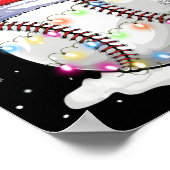 野球ボールサンタハットトナカイのクリスマスライト ポスター (角)