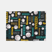 野球ボールスポーツティール(緑がかった色)ホワイト金ゴールドキーナン フリースブランケット (正面(横))