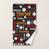 野球ボールスポーツブラックオレンジホワイト名前をカスタムする ハンドタオル (ハンドタオル)