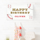 野球ボールスポーツブラック子供の誕生日パーティー 横断幕 (インサイチュ)