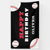 野球ボールスポーツブラック子供の誕生日パーティー 横断幕 (縦)