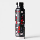 野球ボールスポーツブルーレッドホワイト名前をカスタムする ウォーターボトル (右面)