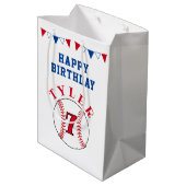 野球ボールスポーツ子供の誕生日 ミディアムペーパーバッグ (裏面アングル)