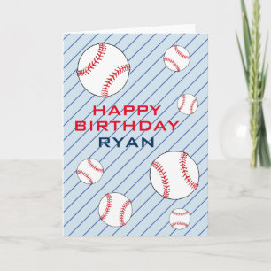 野球ボールハッピーバースデーキッズペルソナライズ カード