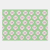 野球ボールパターンキッズネーム誕生日 ラッピングペーパーシート (正面)