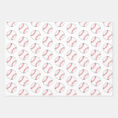 野球ボールパターンキッズネーム誕生日 ラッピングペーパーシート (正面3)