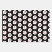 野球ボールパターンキッズ名誕生日ラッピング ラッピングペーパーシート (正面3)