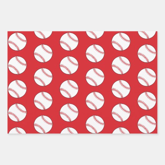 野球ボールパターンプレイヤーキッズネーム誕生日 ラッピングペーパーシート (正面2)