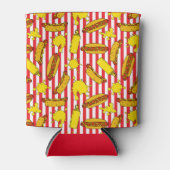 野球ボールパークウィーナーホットドッグアンドマスタードプリント 缶クーラー (正面)