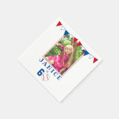 野球ボールフラッグス60th誕生日パーティーフォト スタンダードカクテルナプキン (角)