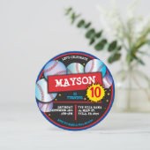 野球ボールブルーバースデーパーティーへの招待 招待状 (スタンド正面)