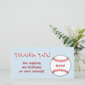 野球ボールブルー誕生日ボーイサンキューカード サンキューカード (スタンド正面)