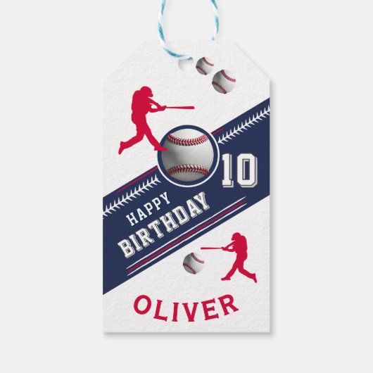 野球ボールプレーヤーをテーマにした誕生日パーティー ギフトタグ (裏面)