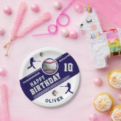 野球ボールプレーヤーをテーマにした誕生日パーティー ペーパープレート (パーティー)