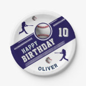 野球ボールプレーヤーをテーマにした誕生日パーティー ペーパープレート (正面)