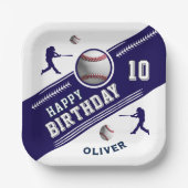 野球ボールプレーヤーをテーマにした誕生日パーティー ペーパープレート (正面)