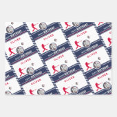 野球ボールプレーヤーをテーマにした誕生日パーティー ラッピングペーパーシート (正面3)