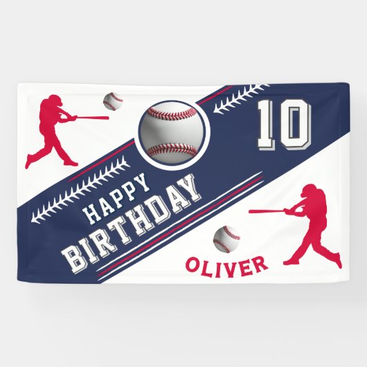 野球ボールプレーヤーをテーマにした誕生日パーティー 横断幕 (横)