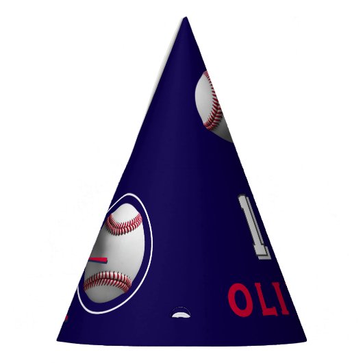 野球ボールプレーヤーをテーマにした誕生日 パーティーハット (左)