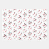 野球ボールプレーヤーキッズネーム誕生日 ラッピングペーパーシート (正面3)