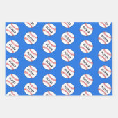 野球ボールプレーヤーキッズネーム誕生日 ラッピングペーパーシート (正面2)