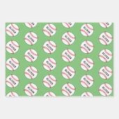 野球ボールプレーヤーキッズネーム誕生日 ラッピングペーパーシート (正面2)