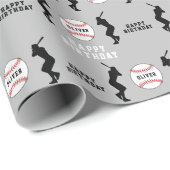 野球ボールプレーヤーキッズネーム誕生日 ラッピングペーパー (ロールコーナー)