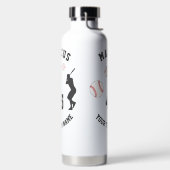 野球ボールプレーヤーシルエット名チーム番号 ウォーターボトル (左面)