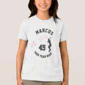 野球ボールプレーヤーシルエット名チーム番号 トライブレンドTシャツ (正面)