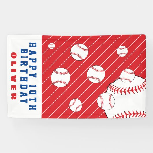 野球ボールボールレッド子供の誕生日パーティー 横断幕 (横)