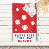 野球ボールボールレッド子供の誕生日パーティー 横断幕