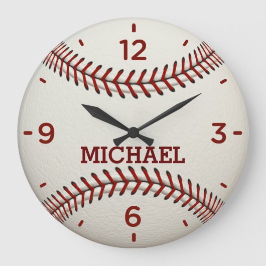 野球ボールモノグラムアクリル壁時計 ラージ壁時計 (正面)