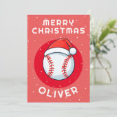 野球ボールレッドサンタハットクリスマスキッドの名前 シーズンカード (スタンド正面)