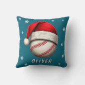野球ボールレッドサンタハットスノーフレーク名 クッション (裏面)