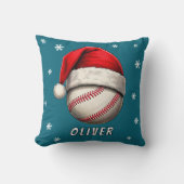 野球ボールレッドサンタハットスノーフレーク名 クッション (正面)
