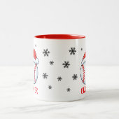 野球ボールレッドサンタハットスノーフレーク名 ツートーンマグカップ (中央)