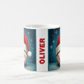 野球ボールレッドサンタハット名クリスマス コーヒーマグカップ (中央)