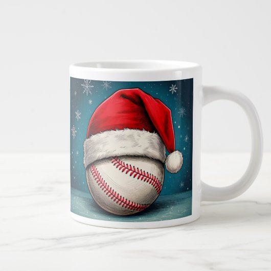 野球ボールレッドサンタハット名クリスマス ジャンボコーヒーマグカップ (右)