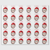 野球ボールレッドサンタハット名クリスマス ラッピングペーパー (フラット)