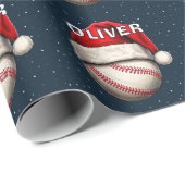 野球ボールレッドサンタハット名クリスマス ラッピングペーパー (ロールコーナー)