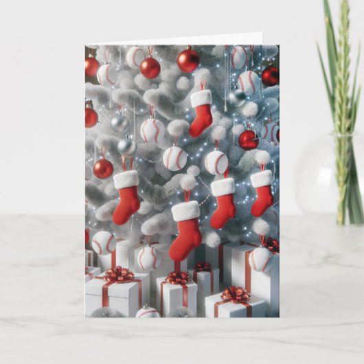 野球ボール付きクリスマススポーツツリー シーズンカード (正面)