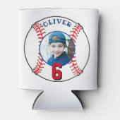 野球ボール子供の誕生日写真 缶クーラー (正面)