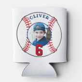 野球ボール子供の誕生日写真 缶クーラー (裏面)