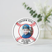 野球ボール子供写真誕生日 サンキューカード (スタンド正面)