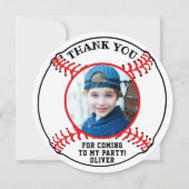 野球ボール子供写真誕生日 サンキューカード (正面)